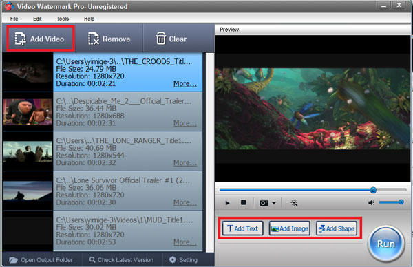 Add Video File to Video Watermark Pro